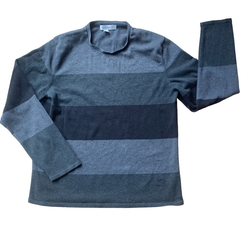 Calvin Klein Men's Colorblock Striped Sweater Neutral Grunge Kurt Cobain Style-M